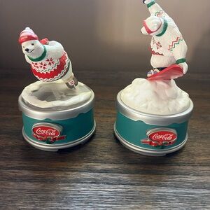 Vintage Coca-Cola Festive Polar Bears on Stands